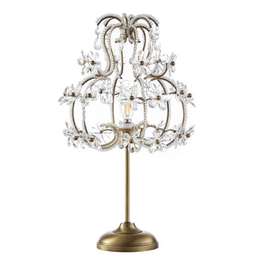 Clara 20.5" Crystal Flower Beaded Girandole Metal/Acrylic LED Table Lamp - JONATHAN Y